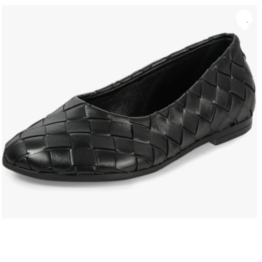 YDN Black Comfortable Braided Slip On Ballet Flats Round Toe Ballerina Shoes